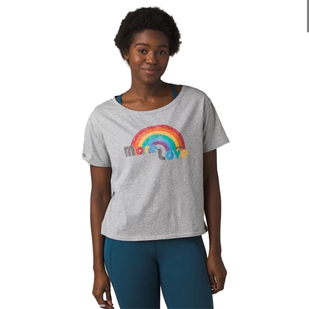 NWT Prana Organic Graphic Tee  Pride Rainbow Graphic‎ Tee Athletic Relaxed Fit